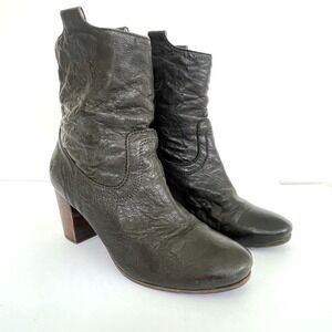Frye Carson Mid Heel Short Black Shortie Leather Western Cowboy Boots 8M 3476463